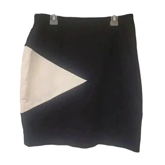 Banana Republic Women's Colorblock Black & Ivory Rayon/Nylon/Spandex Side Zip Mi - Picture 3 of 11